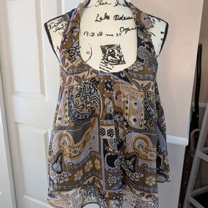 Free People Asymmetrical Halter Tank Top Brown and Tan